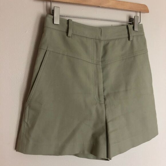 Tibi Margaux James High Waisted Mini Shorts Olive Moss Green size 2 - Picture 3 of 9